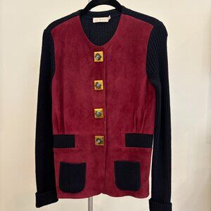 Tory Burch Suede & Knit Sweater Jacket Size XS/S